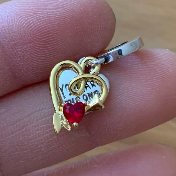 NWOT Two Tone You Are The One Infinity Double Hearts Dangle Charm Silver 925 - Picture 4 of 9